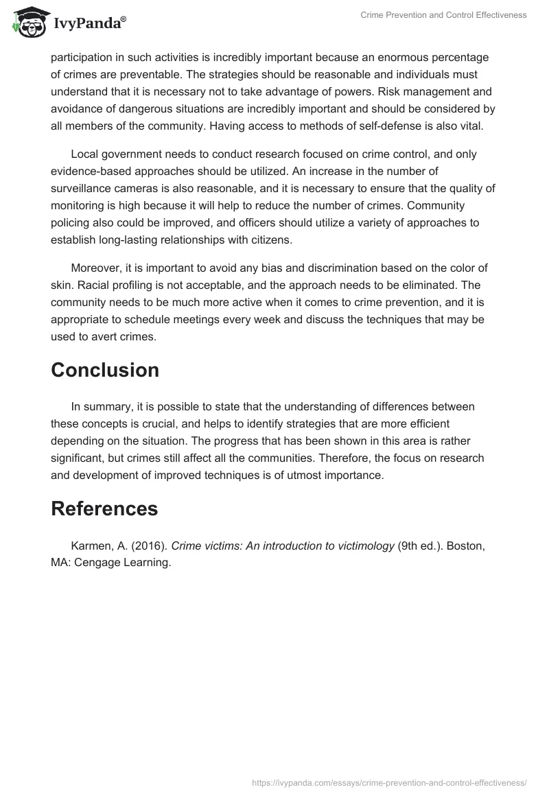 Crime Prevention and Control Effectiveness. Page 2