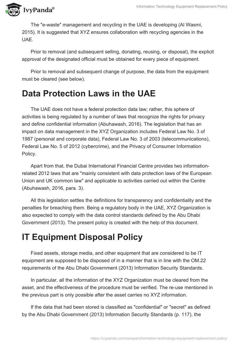 Information Technology Equipment Replacement Policy. Page 4