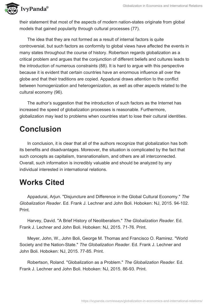 Globalization in Economics and International Relations. Page 2