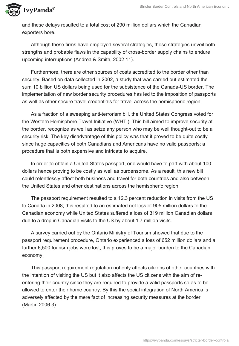 Stricter Border Controls and North American Economy. Page 3