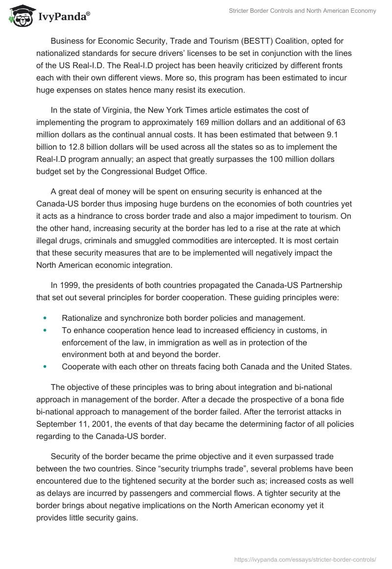 Stricter Border Controls and North American Economy. Page 4