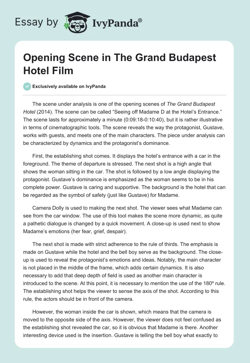 Opening Scene in "The Grand Budapest Hotel" Film. Page 1