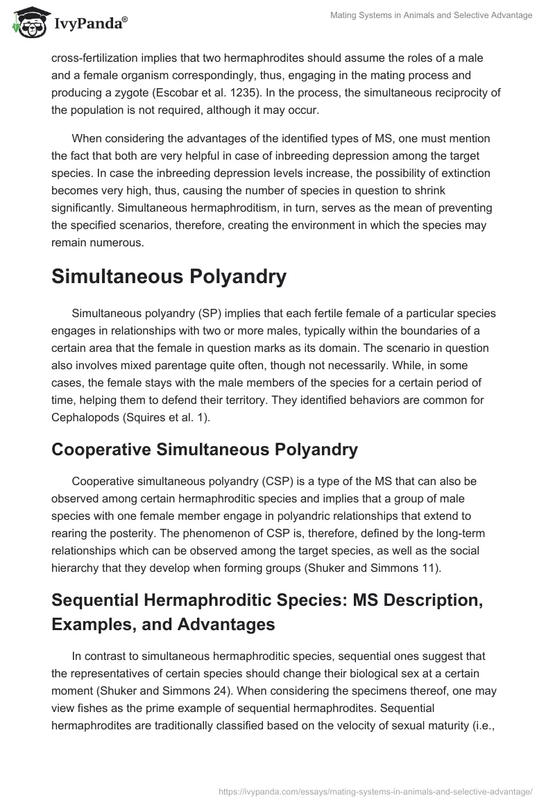 Mating Systems in Animals and Selective Advantage. Page 3