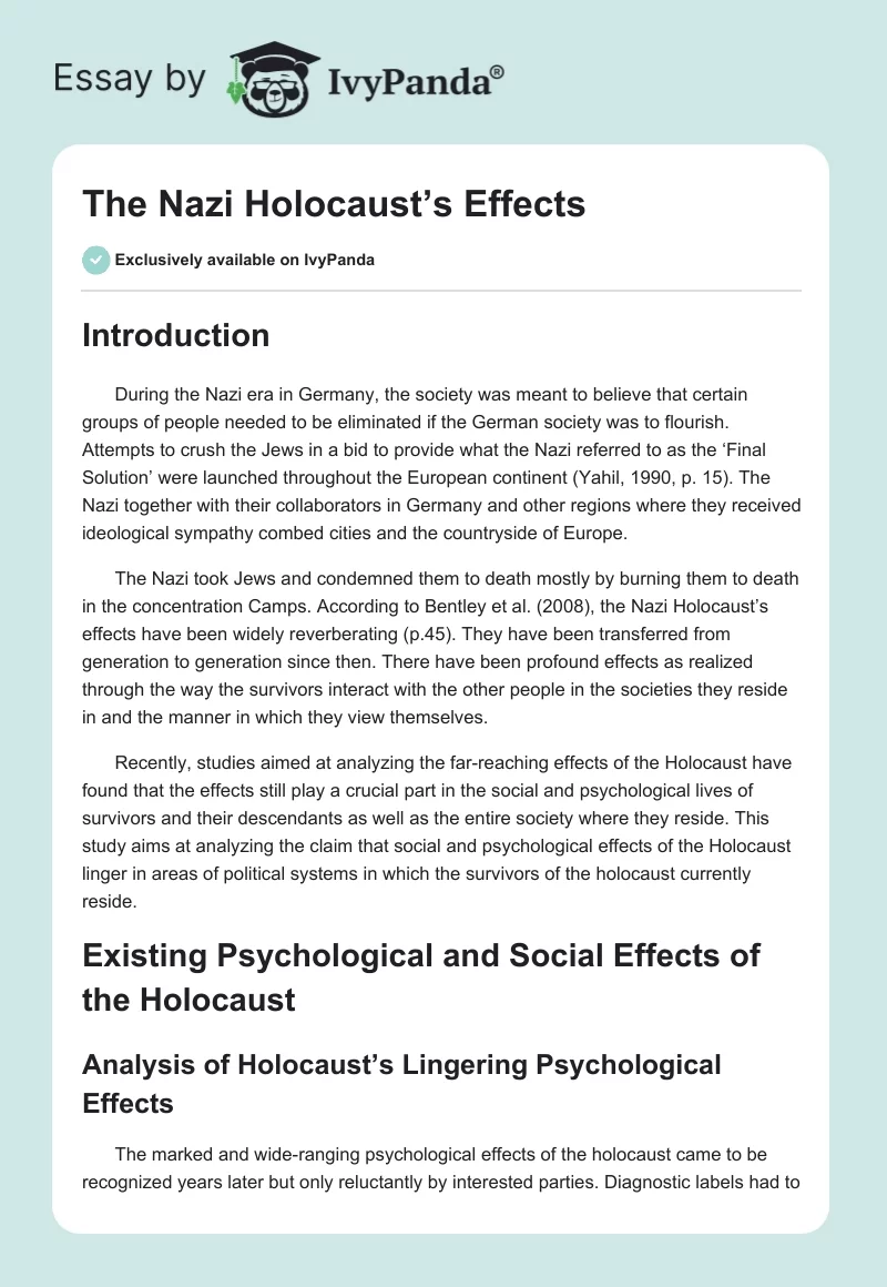 The Nazi Holocaust’s Effects. Page 1