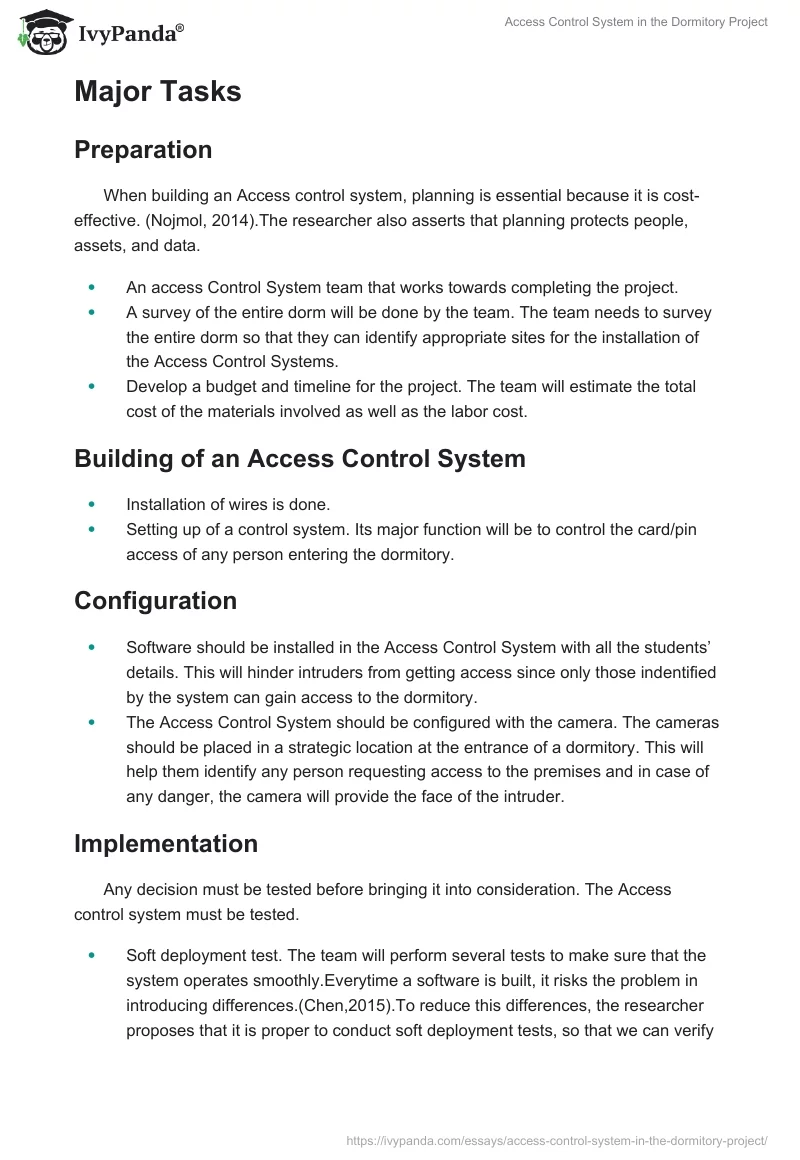 Access Control System in the Dormitory Project. Page 2