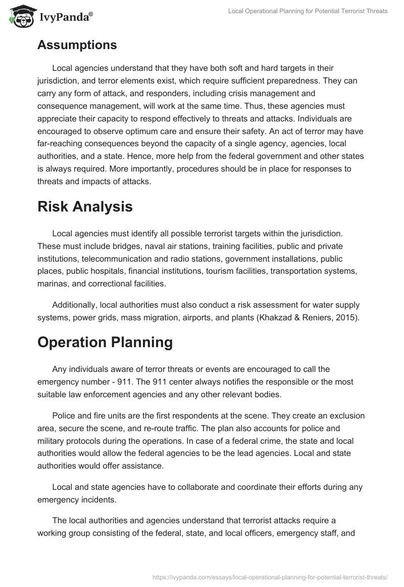 Local Operational Planning for Potential Terrorist Threats. Page 3
