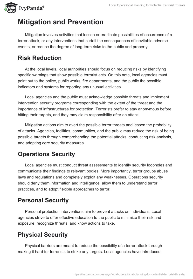 Local Operational Planning for Potential Terrorist Threats. Page 5