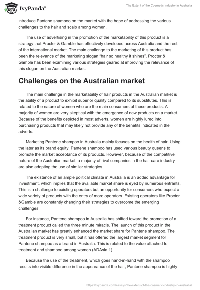 The Extent of the Cosmetic Industry in Australia. Page 4