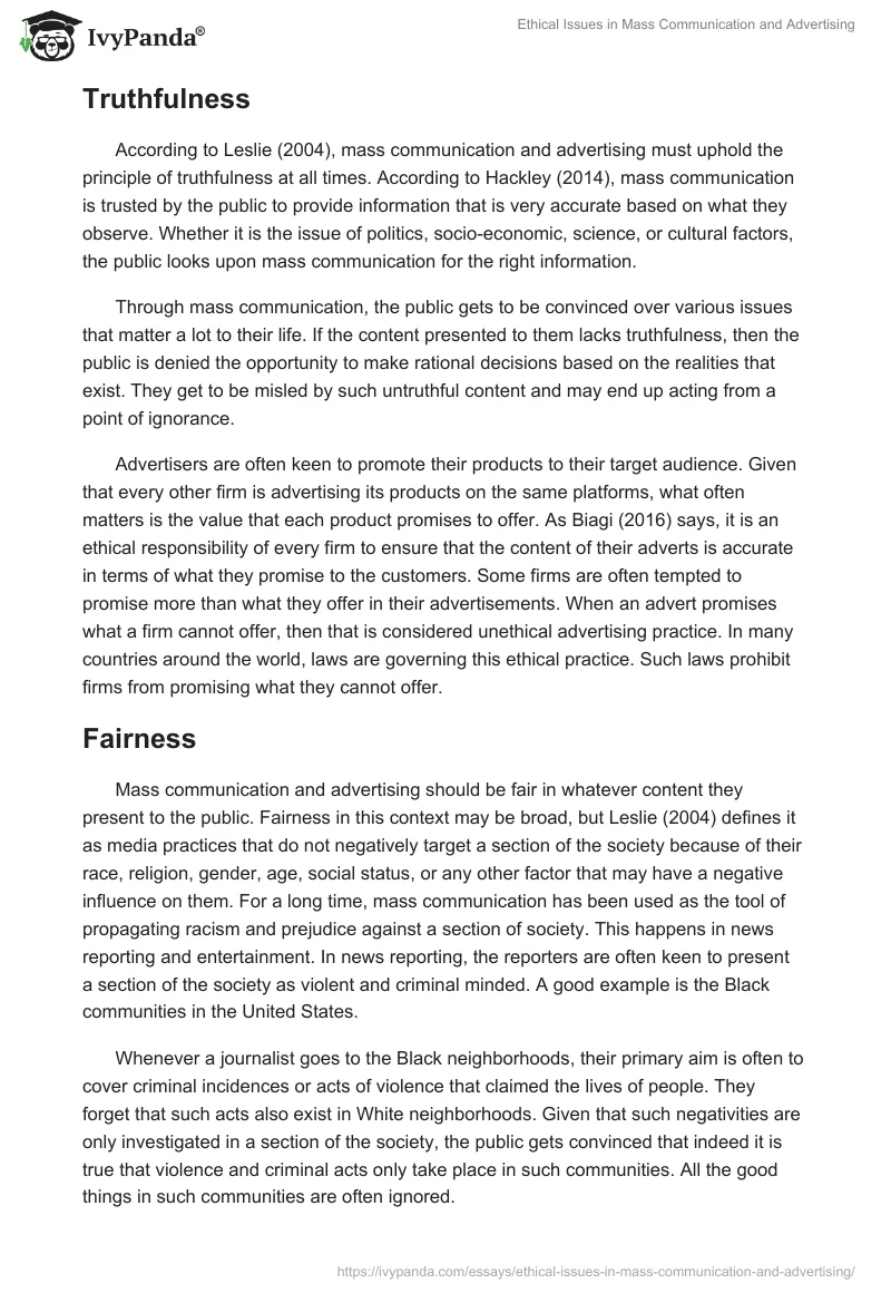 Ethical Issues in Mass Communication and Advertising. Page 2