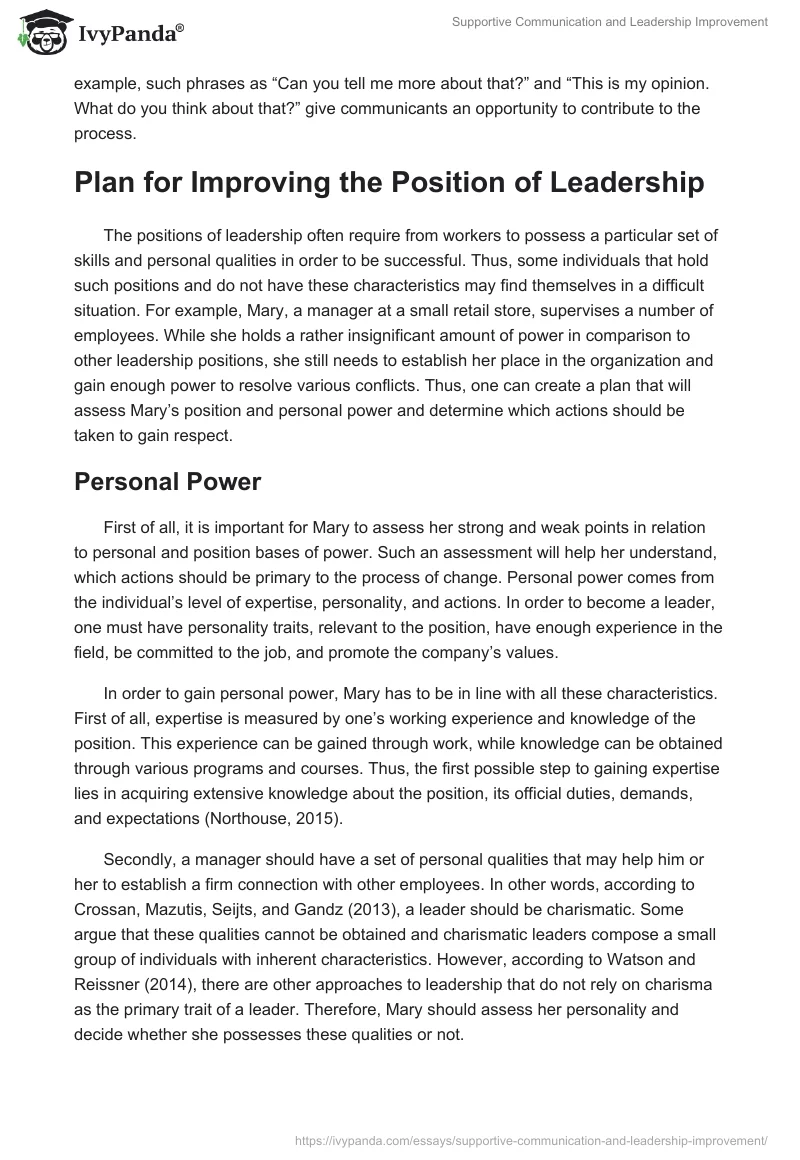 Supportive Communication and Leadership Improvement. Page 3