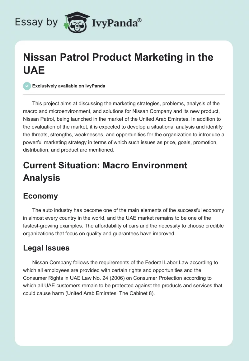 Nissan Patrol Product Marketing in the UAE. Page 1
