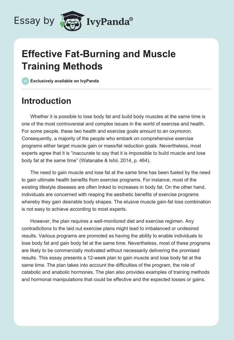 Effective Fat-Burning and Muscle Training Methods. Page 1