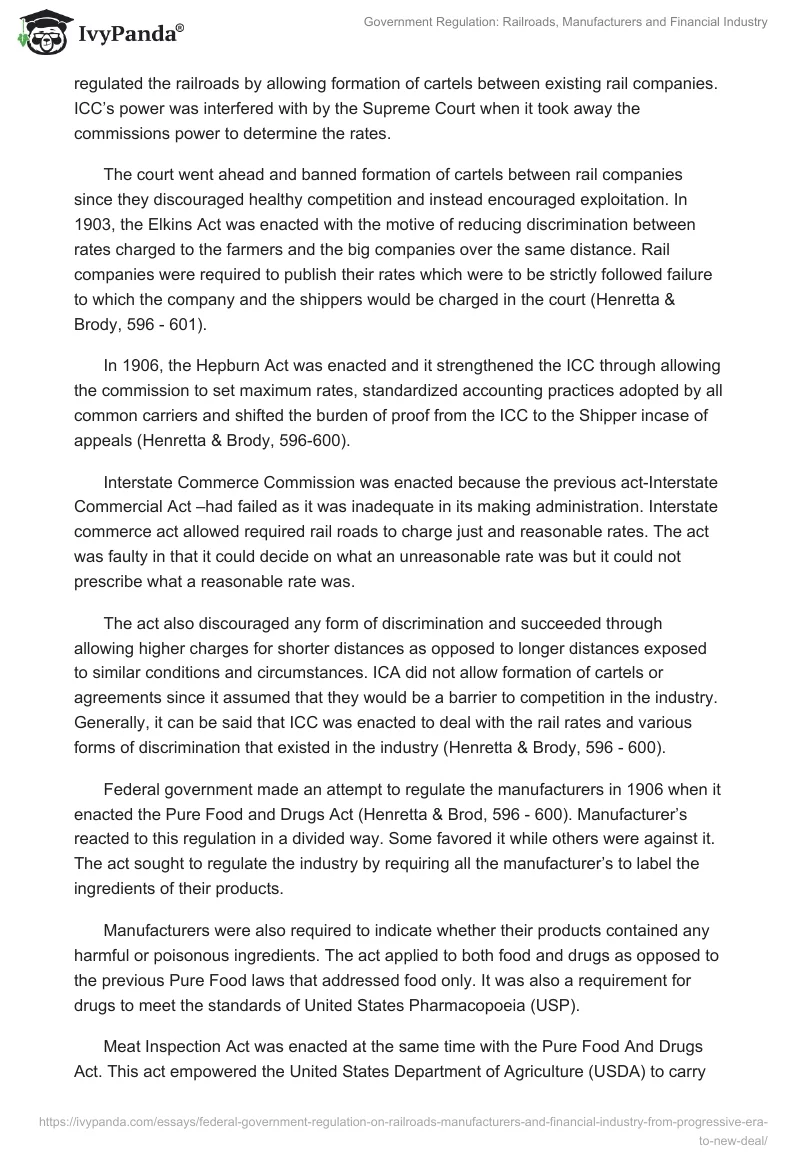 Government Regulation: Railroads, Manufacturers and Financial Industry. Page 2