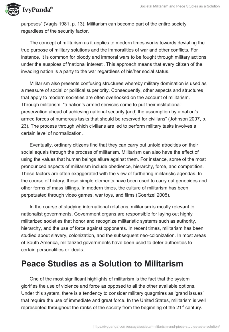 Societal Militarism and Piece Studies as a Solution. Page 2