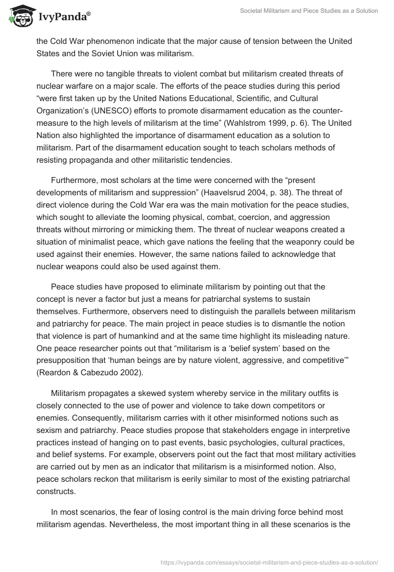 Societal Militarism and Piece Studies as a Solution. Page 4