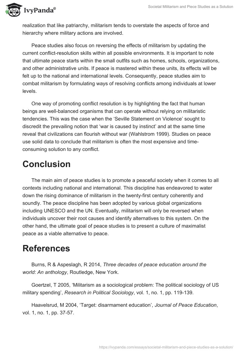 Societal Militarism and Piece Studies as a Solution. Page 5