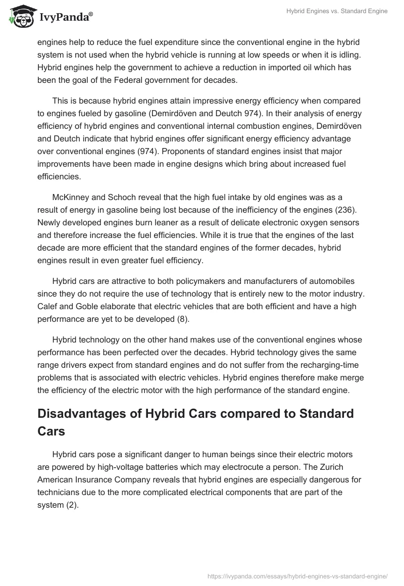 Hybrid Engines vs. Standard Engine. Page 3