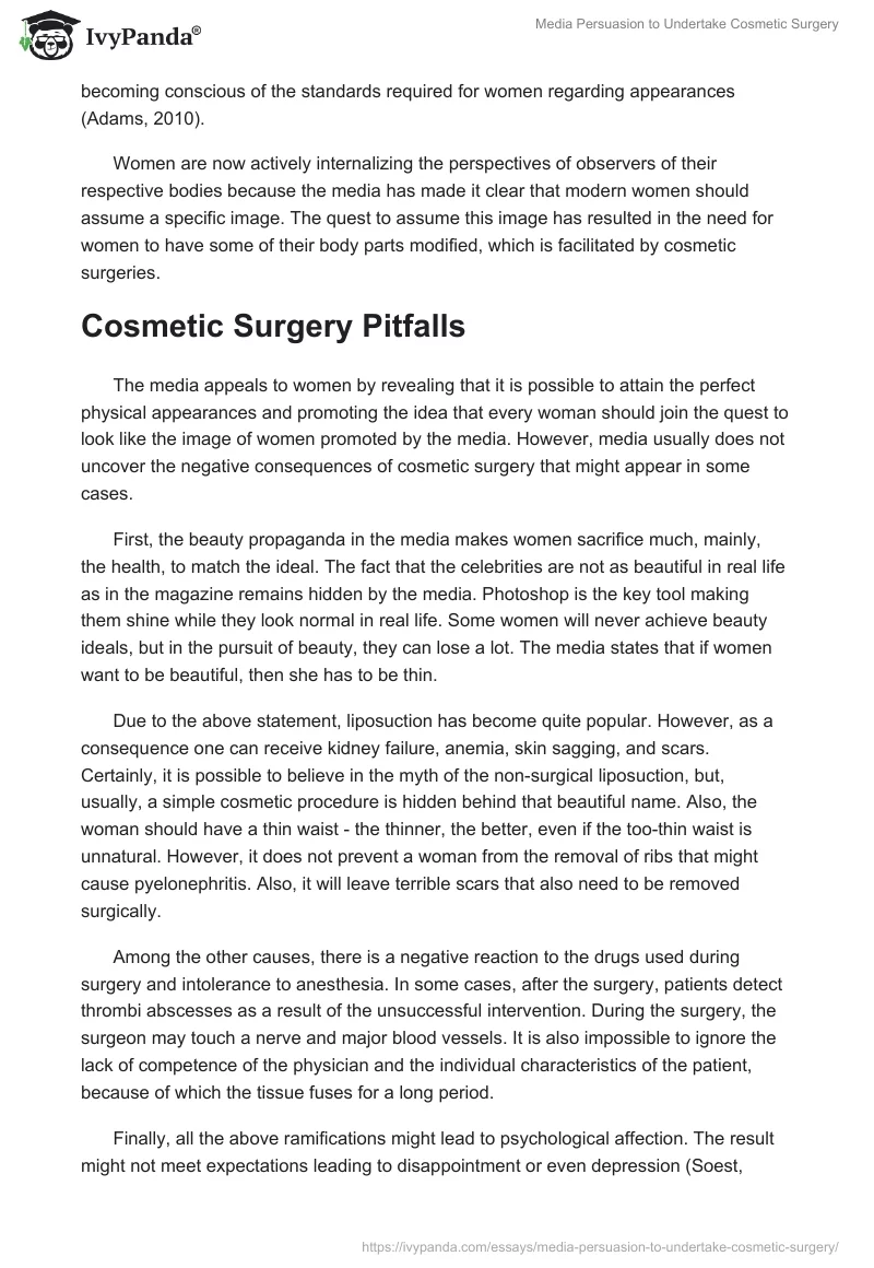 Media Persuasion to Undertake Cosmetic Surgery. Page 3