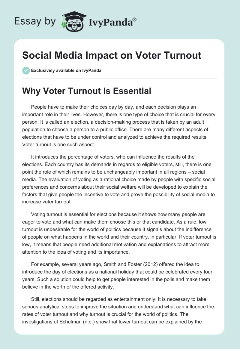 Social Media Impact on Voter Turnout. Page 1