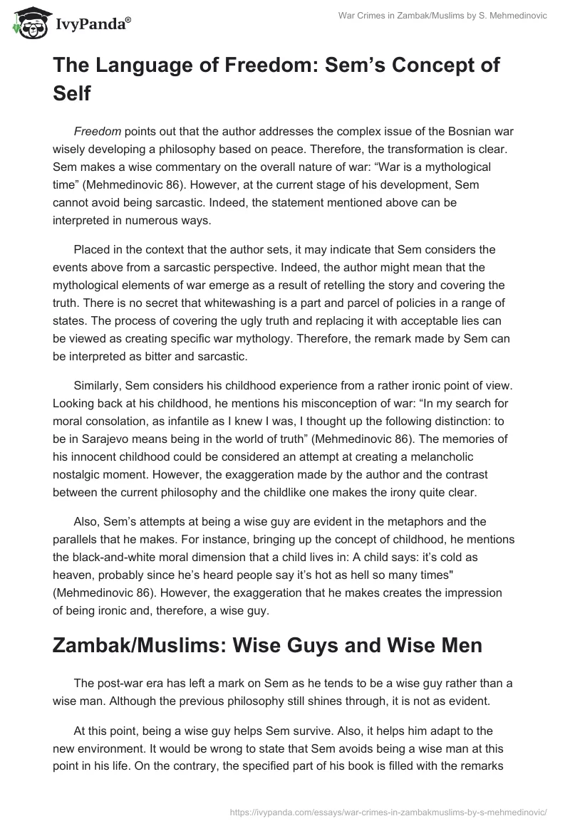 War Crimes in "Zambak/Muslims" by S. Mehmedinovic. Page 2