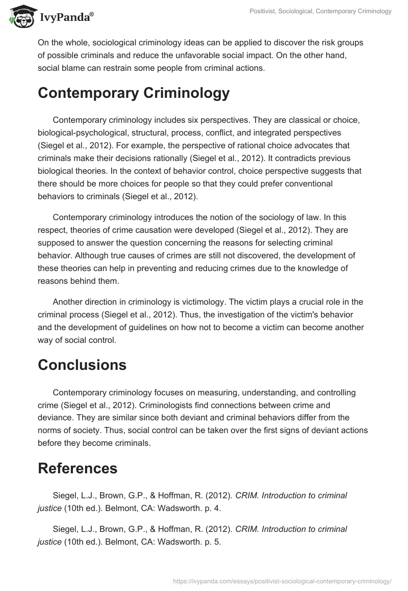 Positivist, Sociological, Contemporary Criminology. Page 2