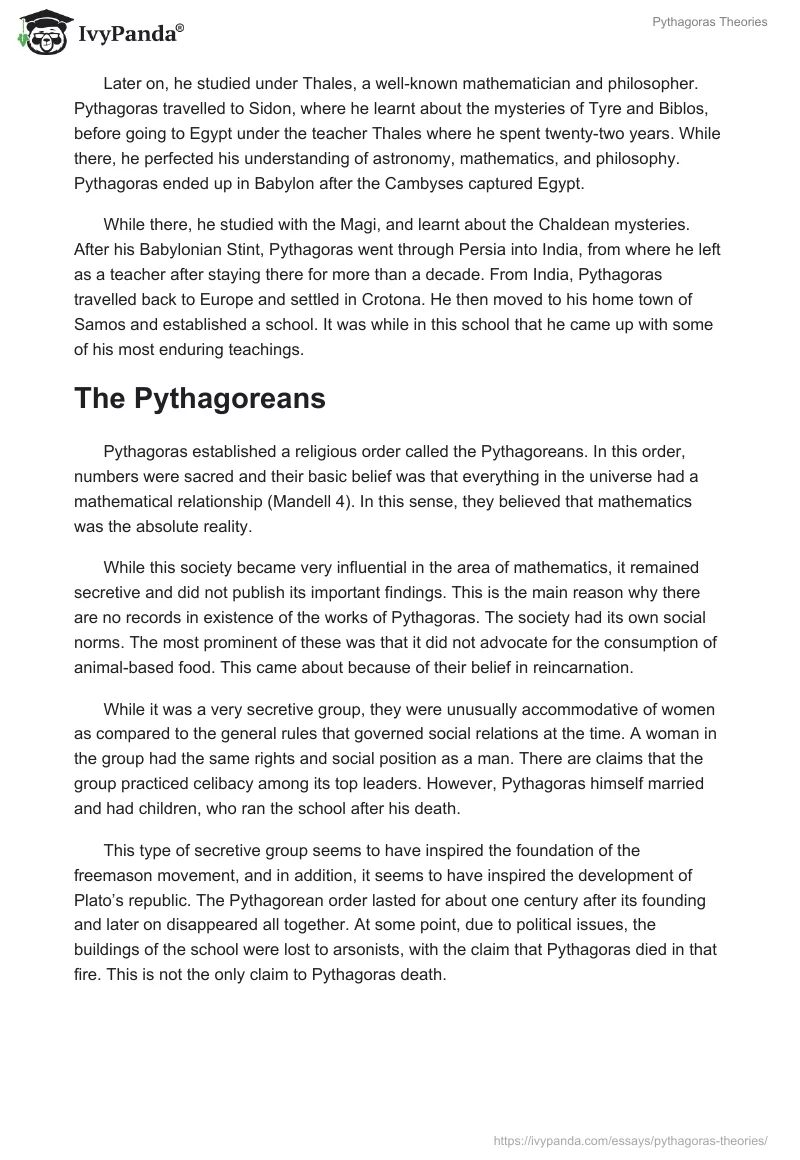 Pythagoras Theories. Page 2