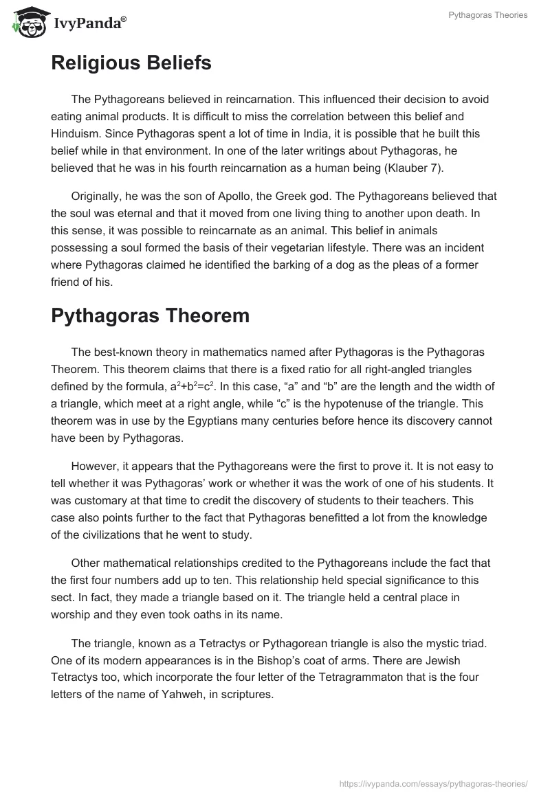Pythagoras Theories. Page 3