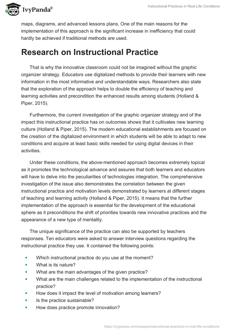 Instructional Practices in Real-Life Conditions. Page 2