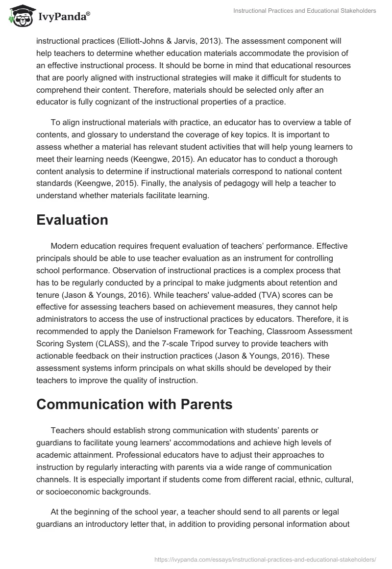 Instructional Practices and Educational Stakeholders. Page 3