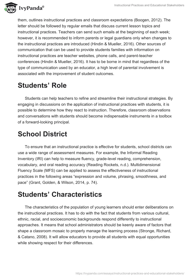 Instructional Practices and Educational Stakeholders. Page 4