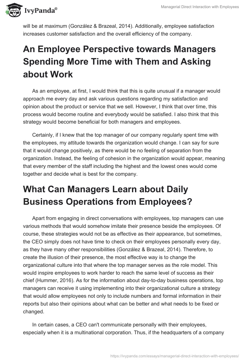 Managerial Direct Interaction with Employees. Page 2