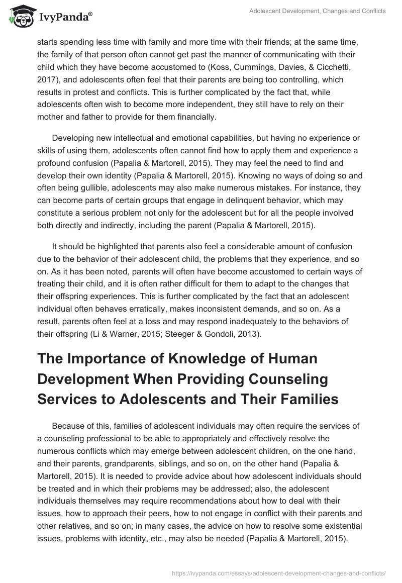 Adolescent Development, Changes and Conflicts. Page 3