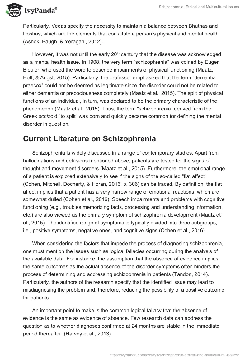 Schizophrenia, Ethical and Multicultural Issues. Page 2
