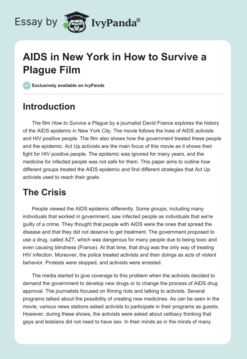 AIDS in New York in "How to Survive a Plague" Film. Page 1