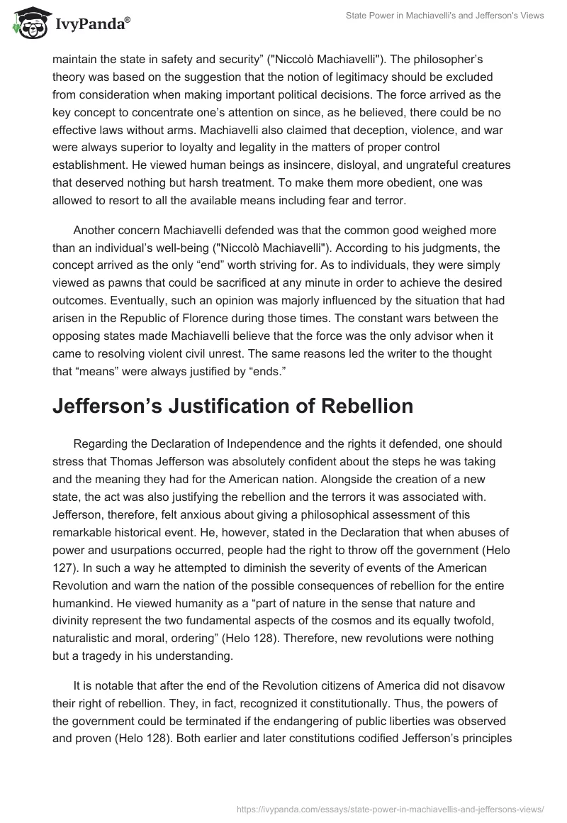 State Power in Machiavelli's and Jefferson's Views. Page 2