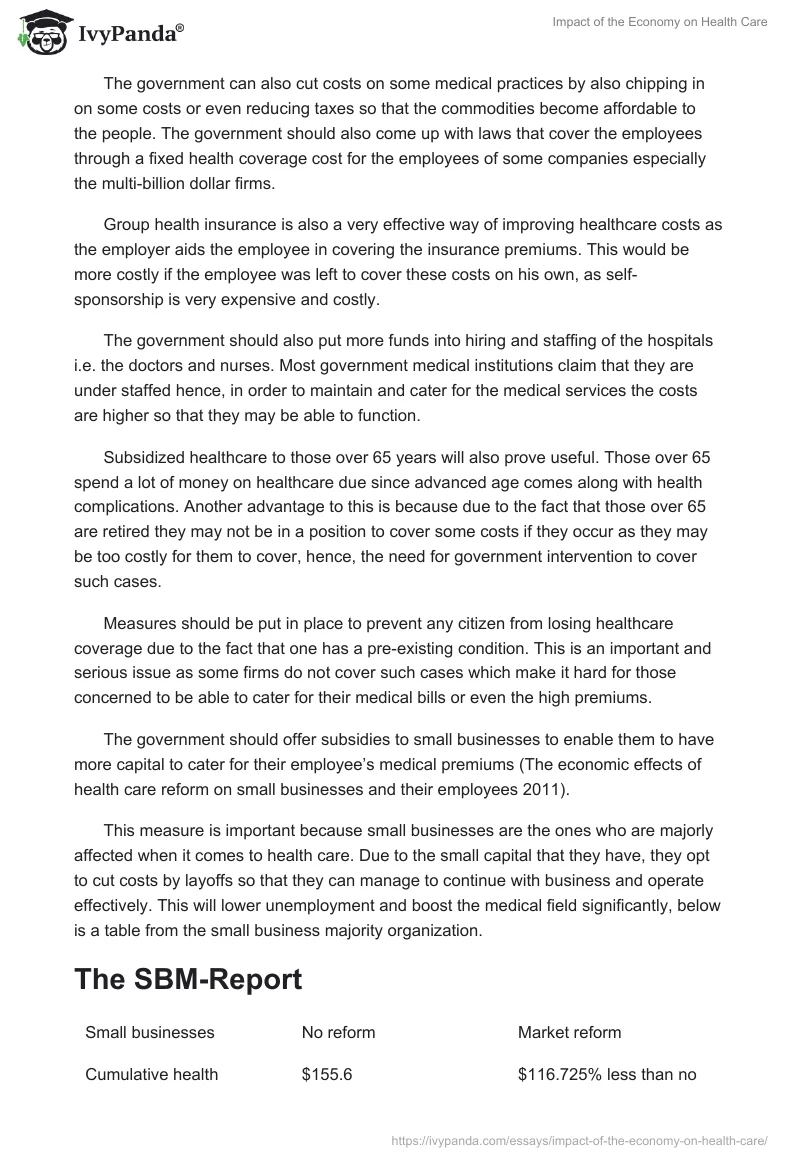 Impact of the Economy on Health Care. Page 4