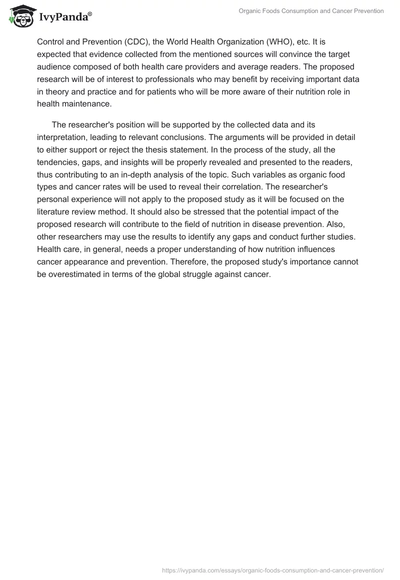 Organic Foods Consumption and Cancer Prevention. Page 2