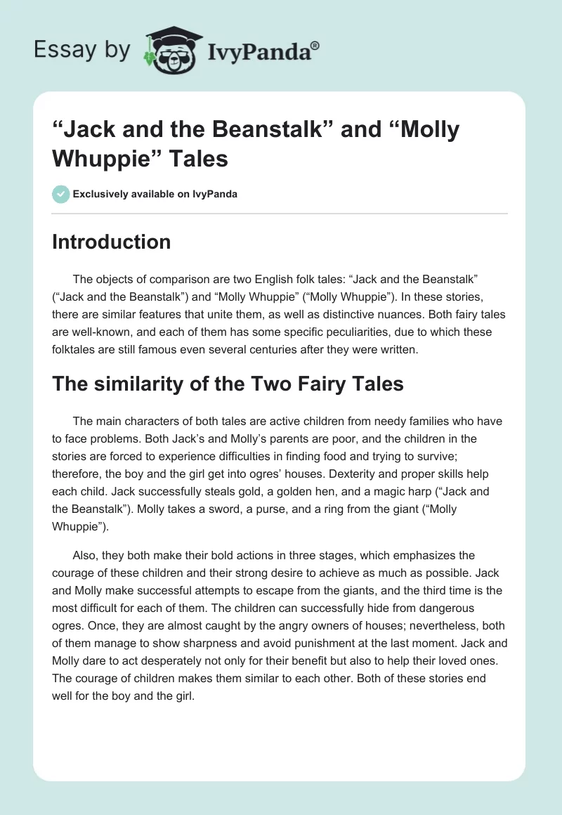 “Jack and the Beanstalk” and “Molly Whuppie” Tales. Page 1