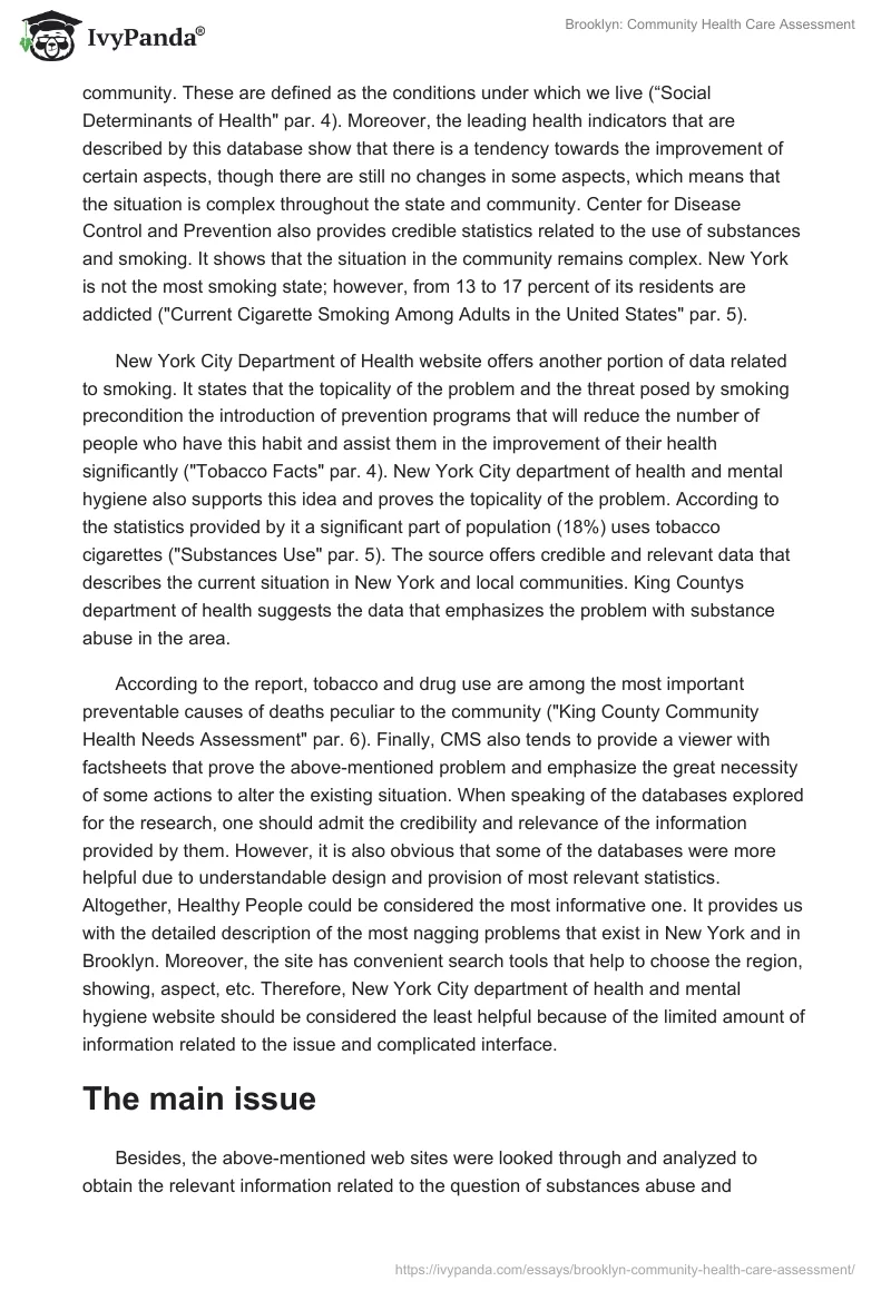 Brooklyn: Community Health Care Assessment. Page 2