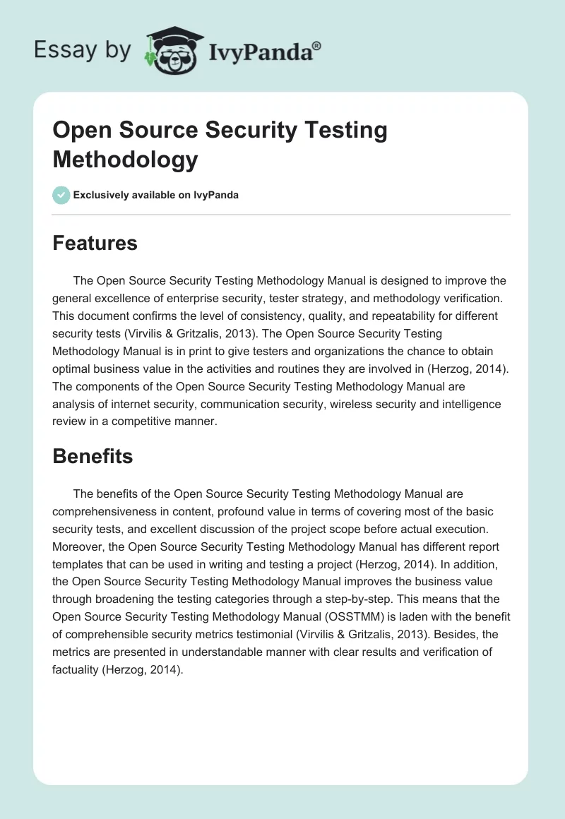 Open Source Security Testing Methodology. Page 1