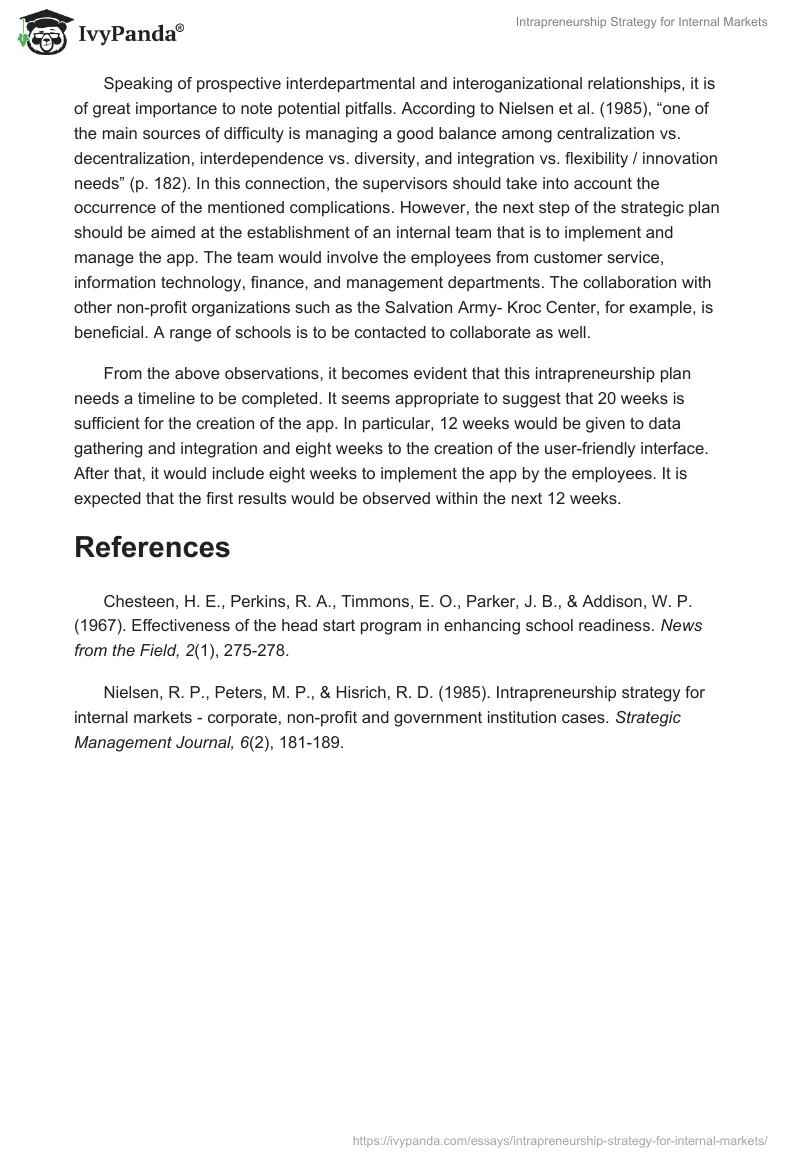 Intrapreneurship Strategy for Internal Markets. Page 2