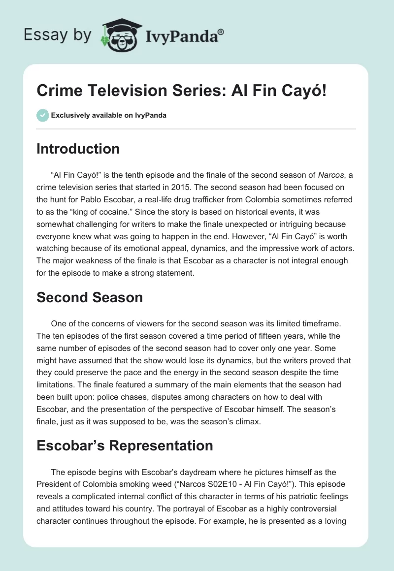 Crime Television Series: "Al Fin Cayó!". Page 1