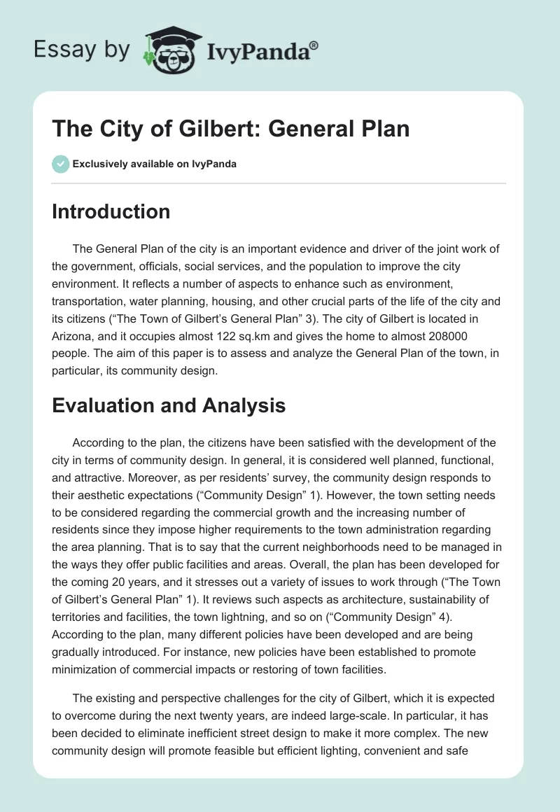 The City of Gilbert: General Plan. Page 1