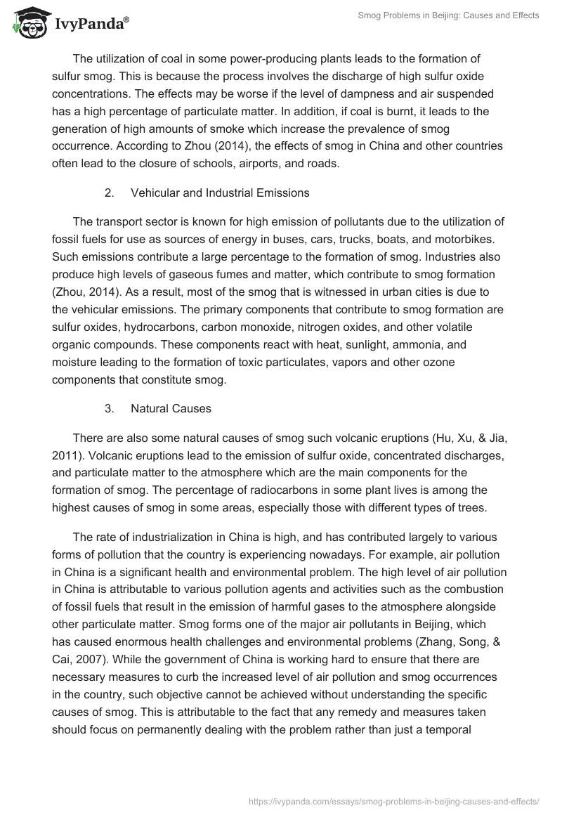 Smog Problems in Beijing: Causes and Effects. Page 3