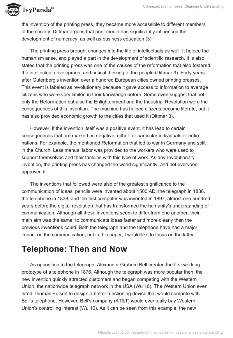 Communication of Ideas: Changes Understanding. Page 2