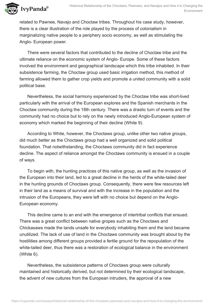 Historical Relationship of the Choctaws, Pawnees, and Navajos and How It Is Changing the Environment. Page 3