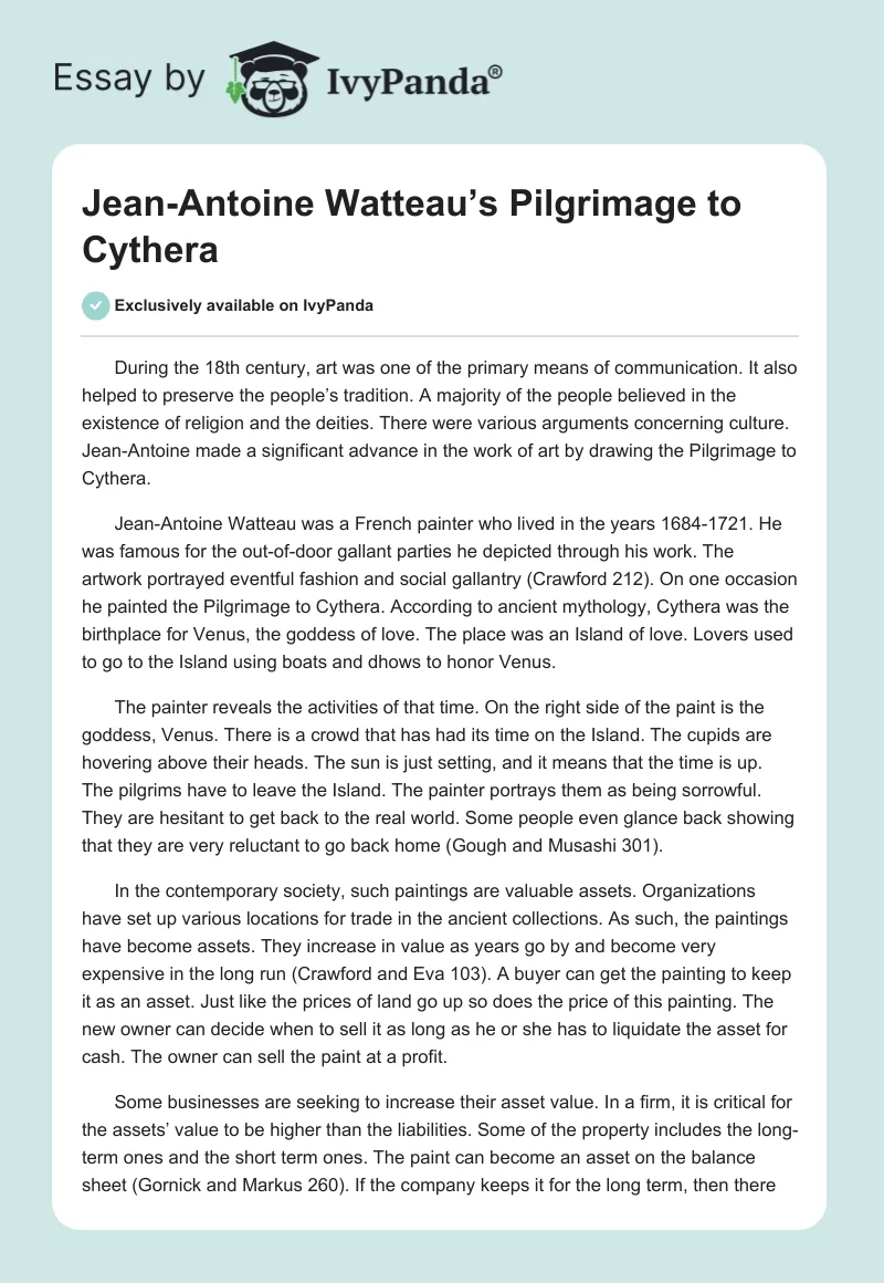 Jean-Antoine Watteau’s Pilgrimage to Cythera. Page 1