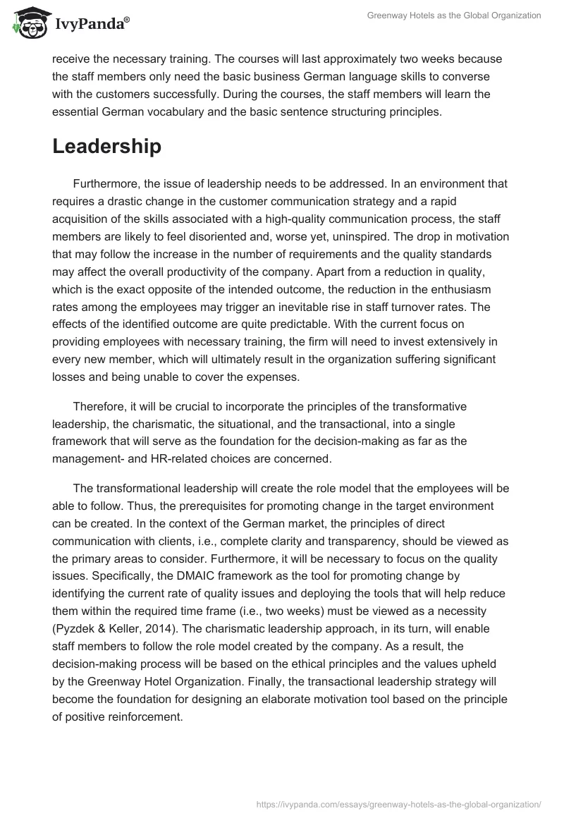 Greenway Hotels as the Global Organization. Page 3