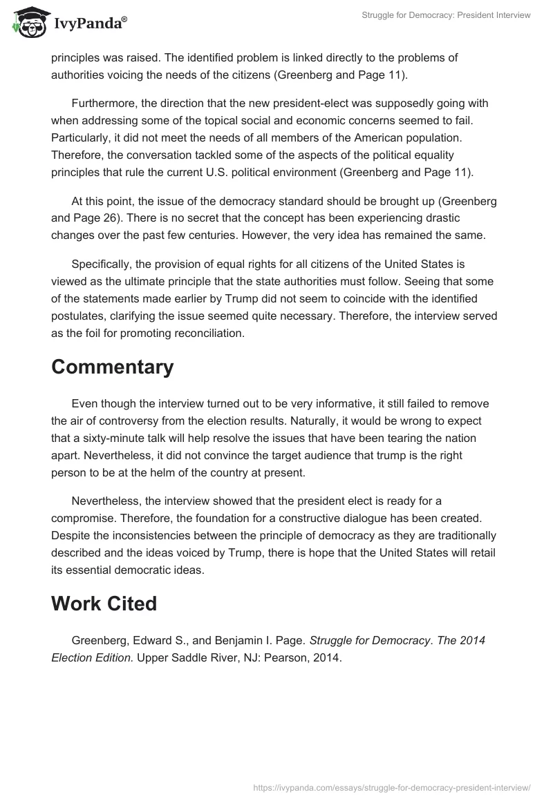 Struggle for Democracy: President Interview. Page 2