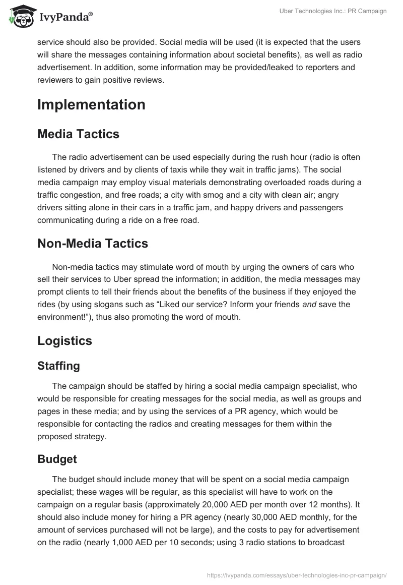 Uber Technologies Inc.: PR Campaign. Page 3
